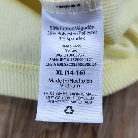 💜Wonder Nation Yellow Ribbed Sleeveless Top Girl's XLarge - Picture 7 of 8